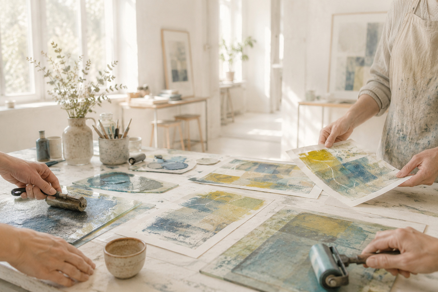 Gelliprint Druckgrafik – gemeinsam im Atelier